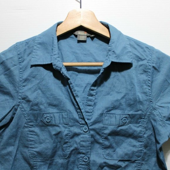 Royal Robbins Womens Medium Cotton Blue Button Down Blouse Shirt - Picture 3 of 3